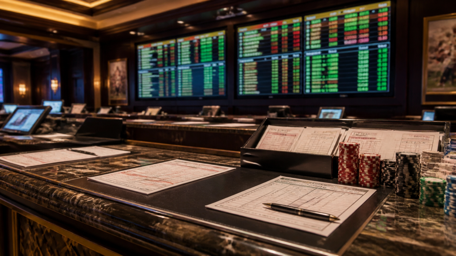 Best Betting Sites: How to Choose a Safer, Smarter Option Casino betting desk with odds board and betting slips