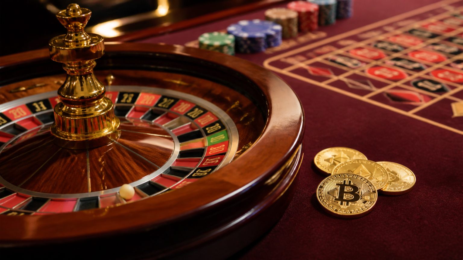 crypto casino Singapore: A Guide to Key Considerations Roulette table with cryptocurrency tokens representing crypto casino gaming