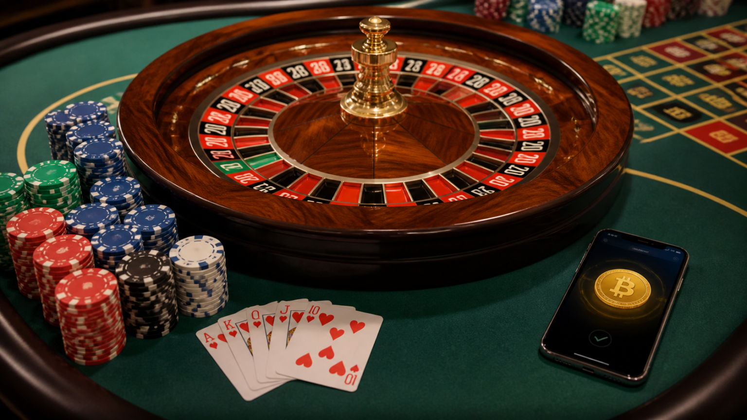 crypto casino Singapore: What Players Should Consider Casino table with chips, cards, and a crypto payment screen