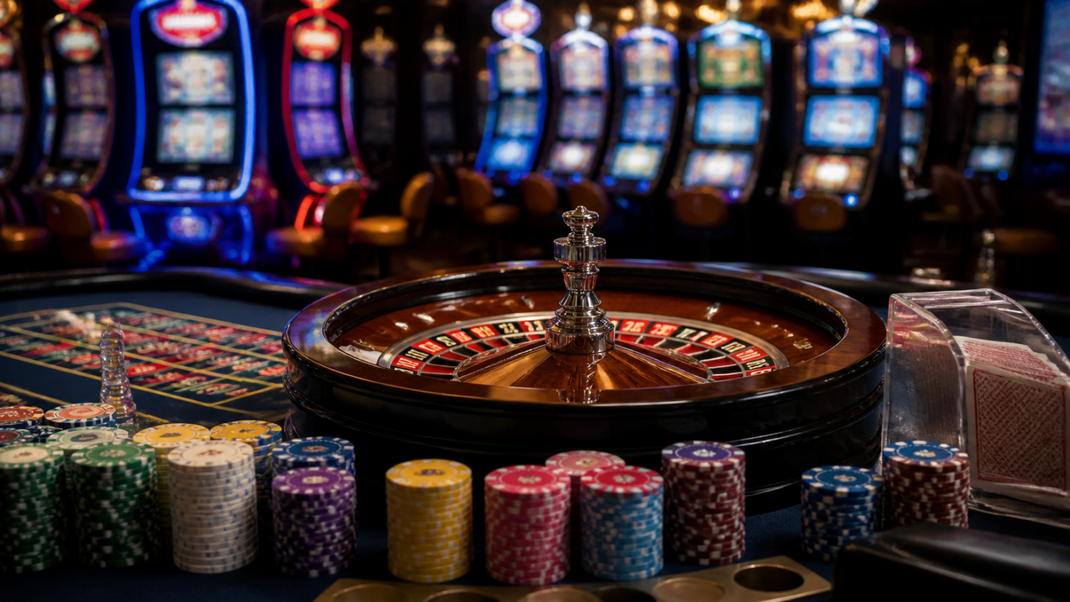 What Makes Online Casinos Singapore Different Casino roulette table with cards and slot machines